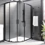 1000x800mm Black 8mm Left Hand Offset Quadrant Shower Enclosure with Shower Tray - Pavo