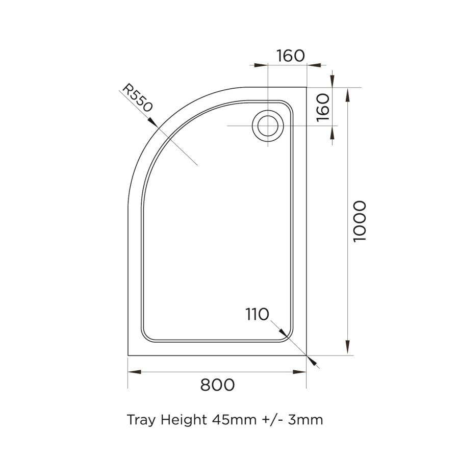 1000x800mm Black 8mm Left Hand Offset Quadrant Shower Enclosure with Shower Tray - Pavo