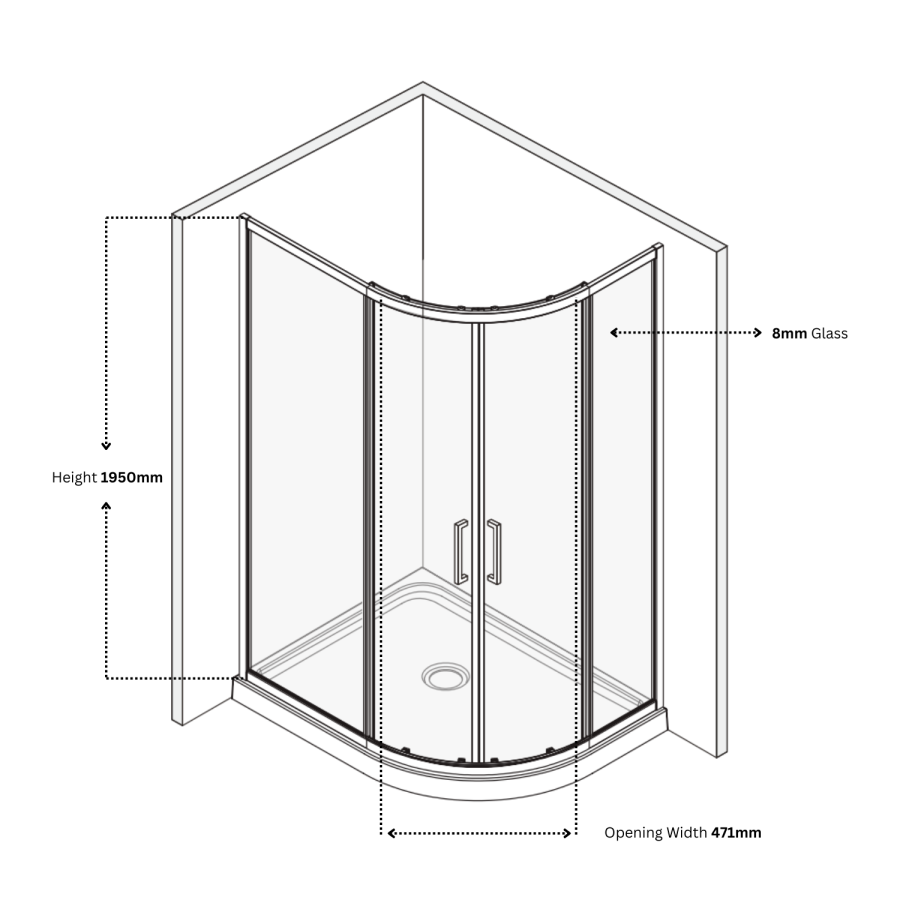 1200x800mm Black 8mm Offset Quadrant Shower Enclosure - Pavo