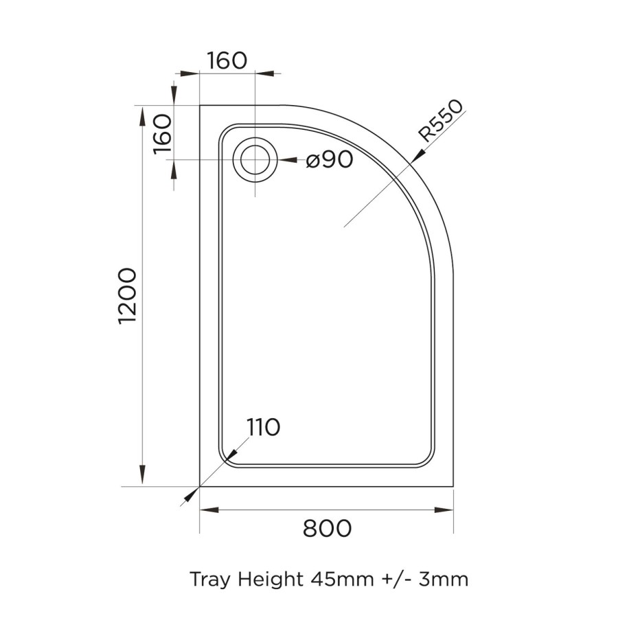 1200x800mm Black 8mm Glass Right Hand Offset Quadrant Shower Enclosure With Shower Tray - Pavo