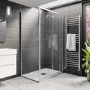 1000x800mm Chrome 8mm Glass Rectangular Sliding Shower Enclosure with Low Profile Shower Tray - Pavo