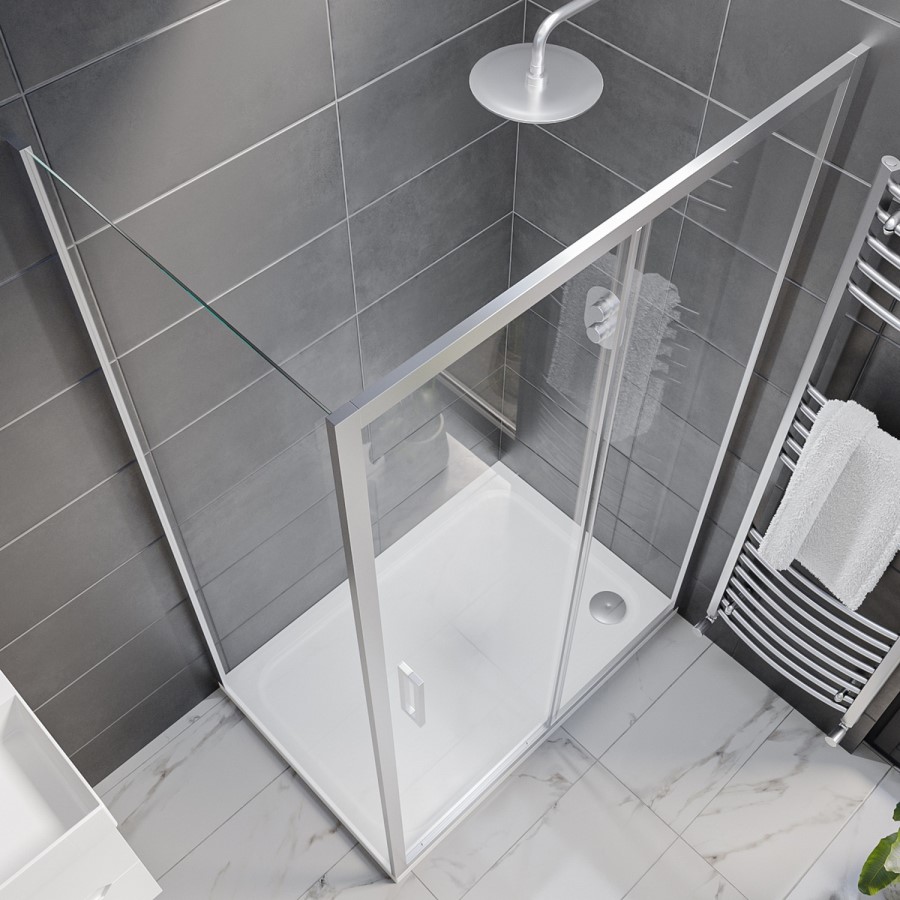 1200x800mm Chrome 8mm Glass Rectangular Sliding Shower Enclosure - Pavo