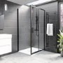 ONLY OPENED - 1000x900mm Black 8mm Glass Rectangular Sliding Shower Enclosure - Pavo