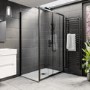 1000x800mm Black 8mm Glass Rectangular Sliding Shower Enclosure with Low Profile Shower Tray - Pavo