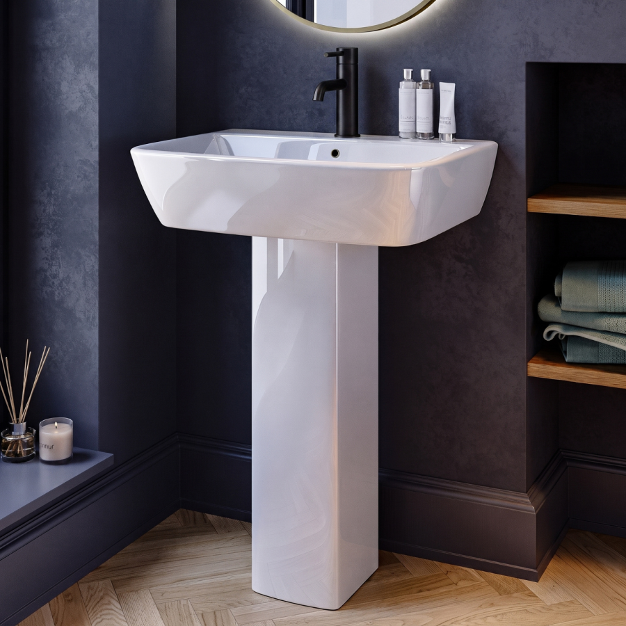 1000 x 800mm Black Rectangular Sliding Door Shower Enclosure with Side Panel Suite with Toilet and Basin - Pavo
