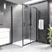 1100x800mm Black 8mm Glass Rectangular Sliding Shower Enclosure - Pavo