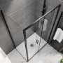 1200x800mm Black 8mm Glass Rectangular Sliding Shower Enclosure with Low Profile Shower Tray - Pavo
