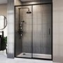 1400mm Black Sliding Door Shower Enclosure 8mm Glass - Pavo