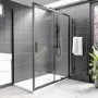 1400x800mm Black 8mm Glass Rectangular Sliding Shower Enclosure - Pavo