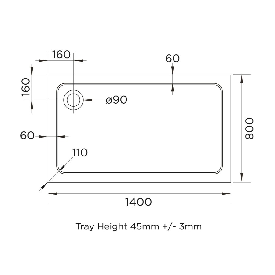 1400x800mm Black 8mm Glass Rectangular Sliding Shower Enclosure with Shower Tray - Pavo