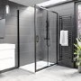1500x800mm Black 8mm Glass Rectangular Sliding Shower Enclosure and Shower Tray - Pavo