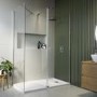 1300x800mm Chrome Walk-In Shower Screen Enclosure with 300mm Hinged Flipper Panel and Shower Tray – Corvus