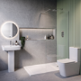 1400 x 900mm Chrome Walk in Shower Enclosure Suite with Toilet and Basin - Corvus