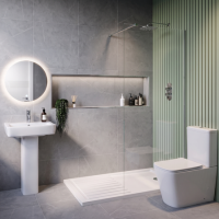 1600 x 800mm Chrome Walk in Shower Enclosure Suite with Toilet and Basin - Corvus