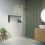 900mm Chrome Shower Screen for Wet Room & Walk In Shower with 300mm Hinged Flipper Return Panel – Corvus