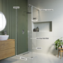1000mm Chrome Shower Screen for Wet Room & Walk In Shower with 300mm Hinged Flipper Return Panel – Corvus
