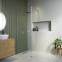 1200mm Chrome Shower Screen for Wet Room & Walk In Shower with 300mm Hinged Flipper Return Panel – Corvus