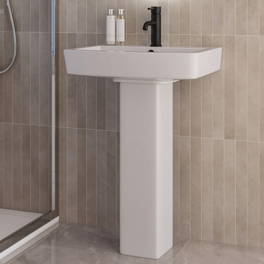 1300 x 800mm Black Walk in Shower Enclosure Suite with Ashford Toilet and Basin
