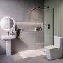 1600 x 800mm Black Walk in Shower Enclosure Suite with Toilet and Basin - Corvus