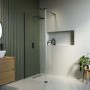 1100mm Black Shower Screen for Wet Room & Walk In Shower with 300mm Hinged Flipper Return Panel – Corvus