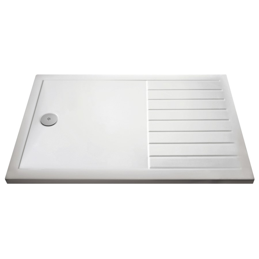1700x800mm Chrome Walk-In Shower Screen Enclosure with 300mm Hinged Flipper Return Panel and Shower Tray – Corvus