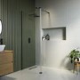 1200mm Black Shower Screen for Wet Room & Walk In Shower with 300mm Hinged Flipper Return Panel – Corvus