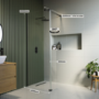 1200mm Black Shower Screen for Wet Room & Walk In Shower with 300mm Hinged Flipper Return Panel – Corvus