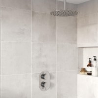 Chrome 1 Outlet Ceiling Mounted Thermostatic Mixer Shower Set - Flow