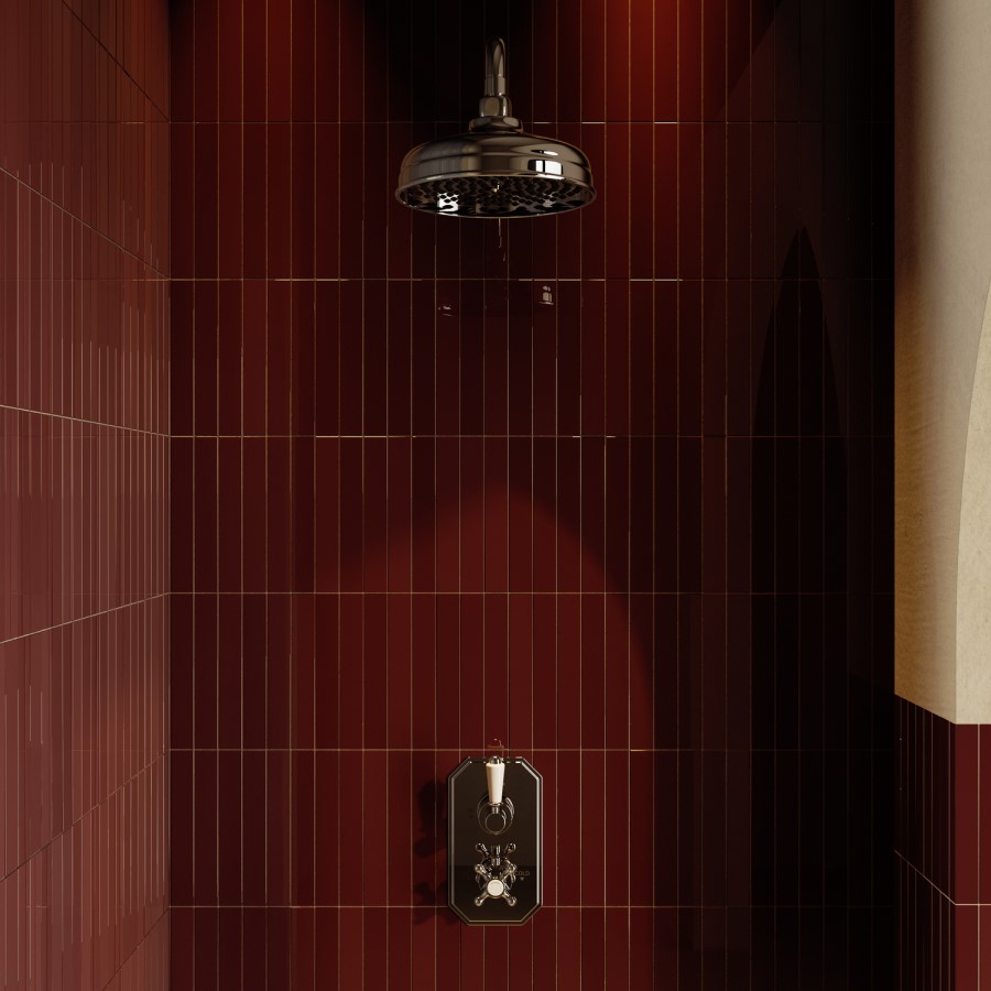 Chrome 1 Outlet Wall Mounted Thermostatic Mixer Shower Set - Cambridge