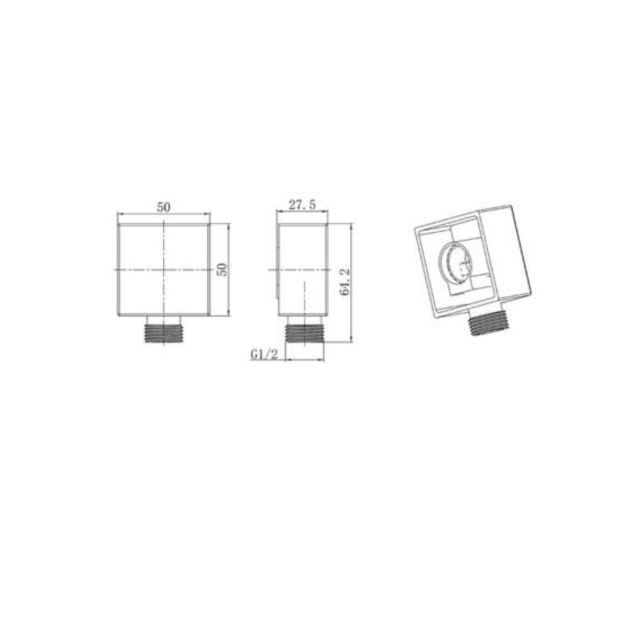 Chrome 2 Outlet Wall Mounted Thermostatic Mixer Shower Set with Hand Shower - Cube