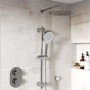 Chrome 2 Outlet Wall Mounted Thermostatic Mixer Shower Set with Hand Shower - Flow