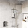 Chrome 2 Outlet Ceiling Mounted Thermostatic Mixer Shower Set with Hand Shower - Flow