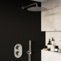 Chrome 2 Outlet Wall Mounted Thermostatic Mixer Shower Set - Arissa