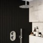Chrome Dual Outlet Ceiling Mounted Mixer Shower Set With Hand Shower - Arissa