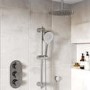 Chrome 2 Outlet Ceiling Mounted Thermostatic Mixer Shower Set with Hand Shower - Flow