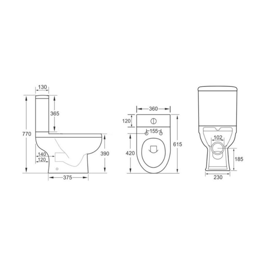Addison Close Coupled Open Back Smart Bidet Japanese Toilet with Heated Seat - Purificare