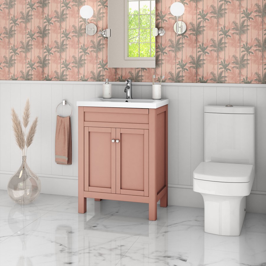 600mm Pink Freestanding Vanity Unit with Basin - Avebury