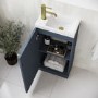 400mm Blue Freestanding Cloakroom Vanity Unit with Basin and Brass Handle - Ashford