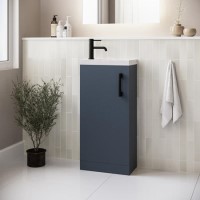 400mm Blue Freestanding Cloakroom Vanity Unit with Basin and Black Handle - Ashford