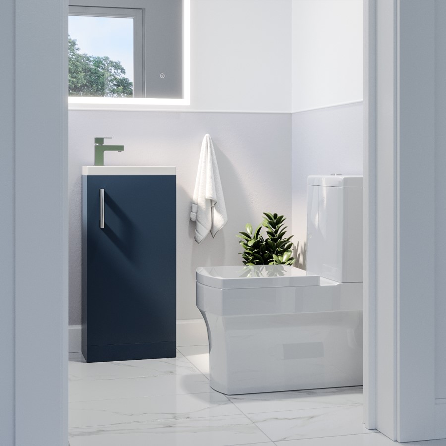 400mm Blue Freestanding Cloakroom Vanity Unit with Basin and Chrome Handle - Ashford