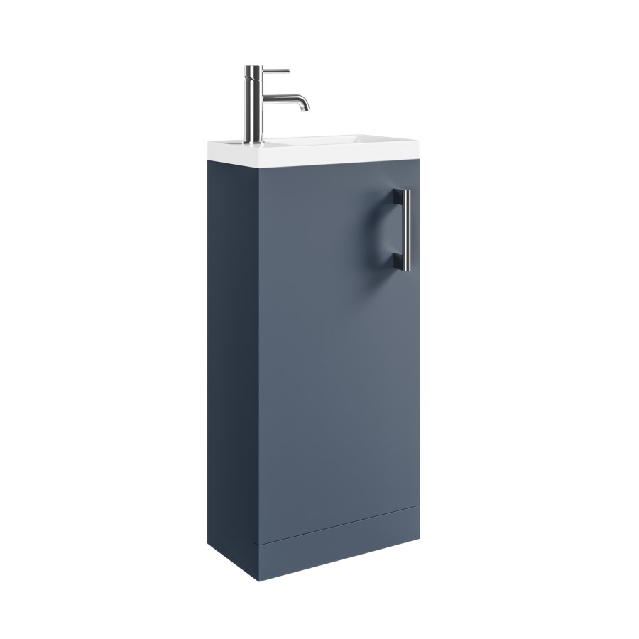 400mm Blue Freestanding Cloakroom Vanity Unit with Basin and Chrome Handle - Ashford