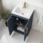 500mm Blue Freestanding Vanity Unit with Basin and Brass Handles - Ashford