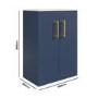 600mm Blue Freestanding Vanity Unit with Basin and Brass Handles - Ashford