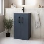 600mm Blue Freestanding Vanity Unit with Basin and Black Handles - Ashford