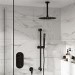 Black 2 Outlet Ceiling Mounted Thermostatic Mixer Shower Set with Hand Shower - Arissa