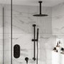 Black 2 Outlet Ceiling Mounted Thermostatic Mixer Shower Set with Hand Shower - Arissa