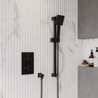 Black 1 Outlet Thermostatic Mixer Shower Set with Hand Shower - Zana