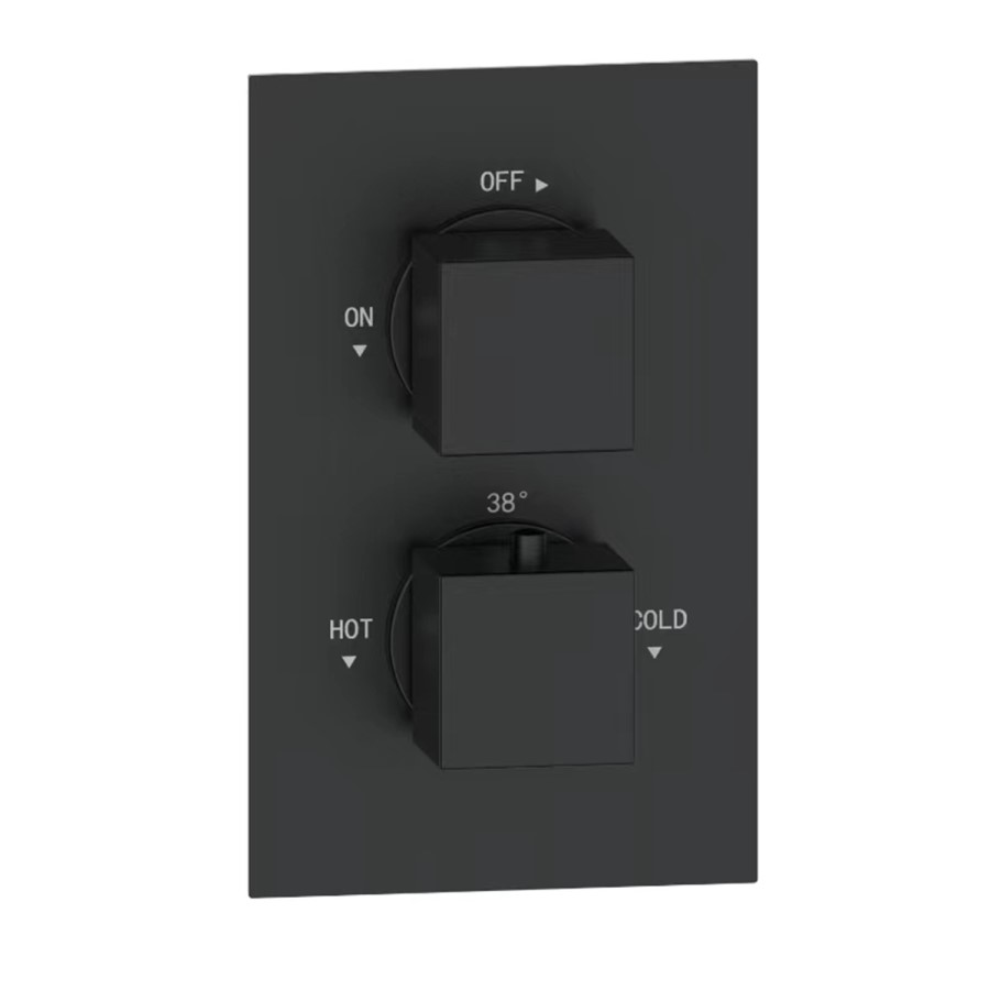 Black 1 Outlet Thermostatic Mixer Shower Set with Hand Shower - Zana