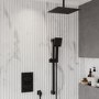 Black 2 Outlet Ceiling Mounted Thermostatic Mixer Shower Set with Hand Shower - Zana