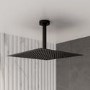 Zana Matt Black 250mm Slim Square Shower Head and Ceiling Arm